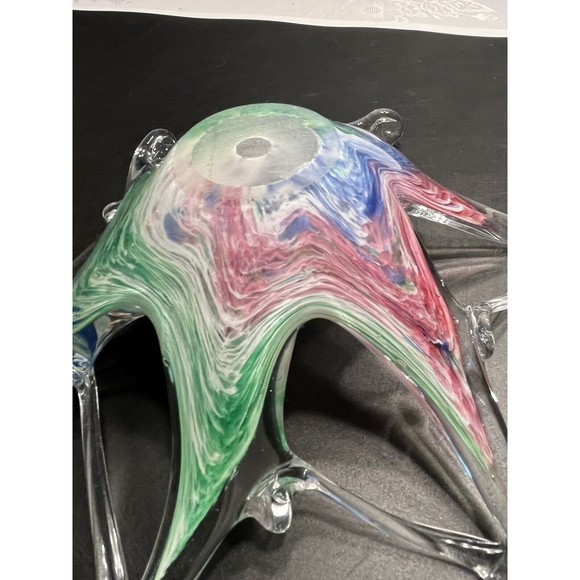 2 ~ Murano Art Glass Bowls Abstract Sculptures Blue Green Swirl Original Sticker - Picture 14 of 16